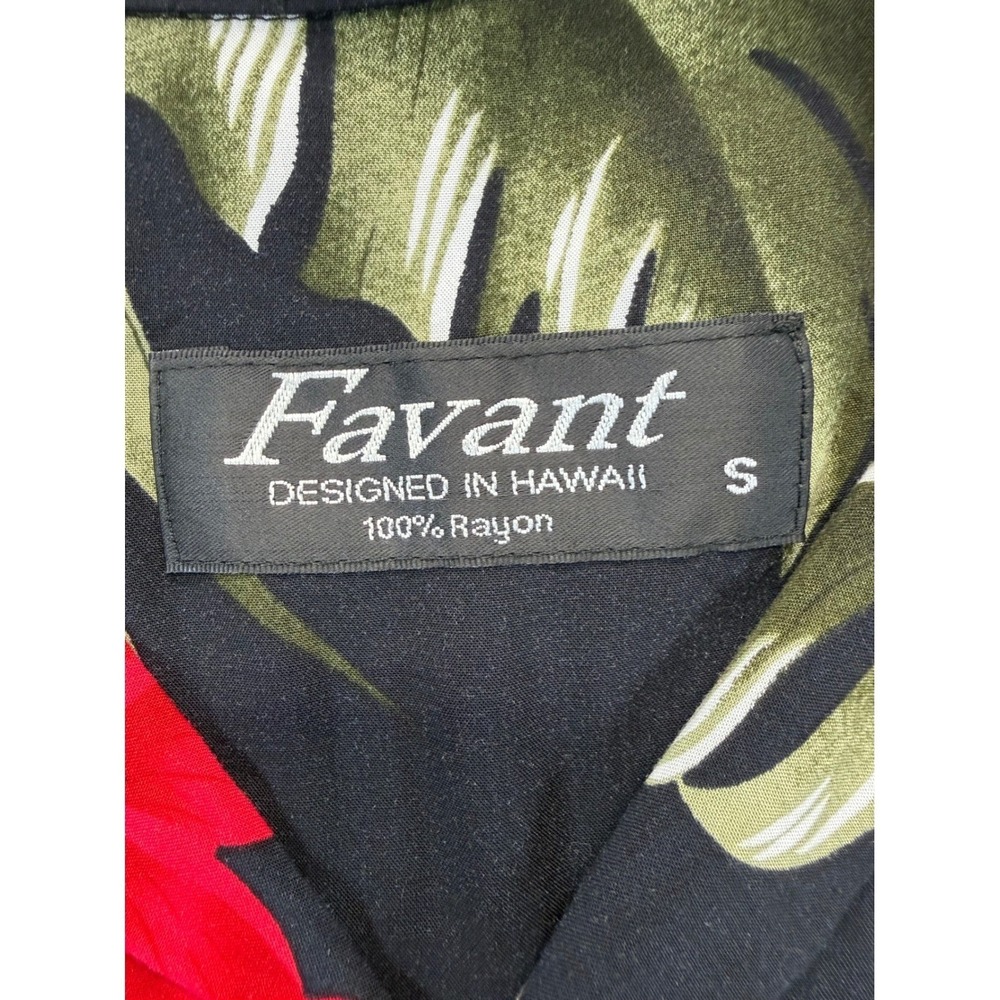 Favant Floral Palm Rayon Hawaiian Shirt Men's S Black Red Green Aloha - Picture 7 of 7